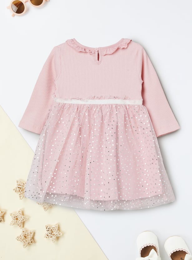 Girls Foil Printed A-Line Dress