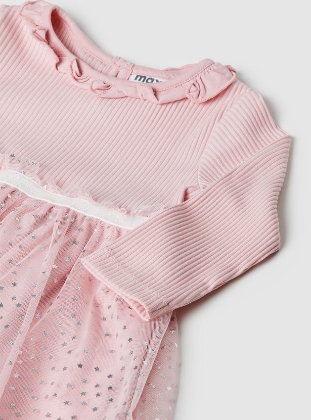 Girls Foil Printed A-Line Dress