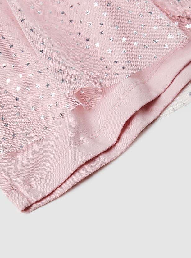 Girls Foil Printed A-Line Dress