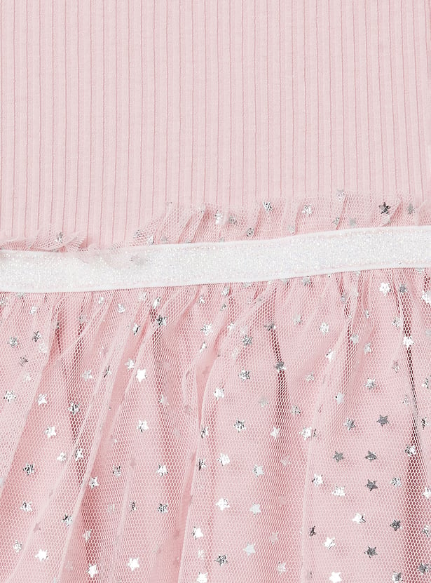 Girls Foil Printed A-Line Dress