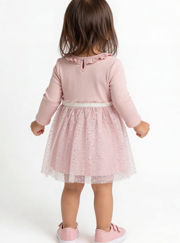 Girls Foil Printed A-Line Dress