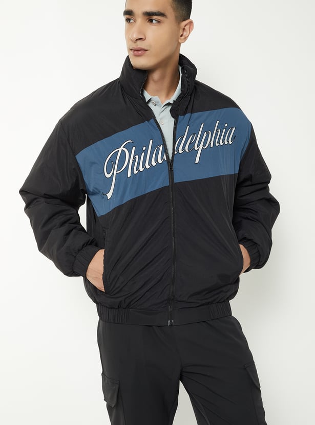 Men Colourblock Bomber Jacket