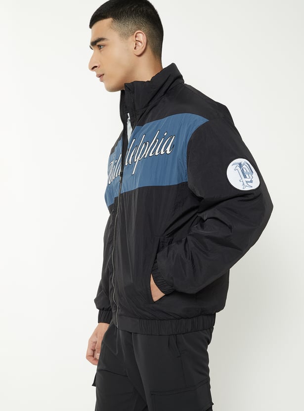 Men Colourblock Bomber Jacket