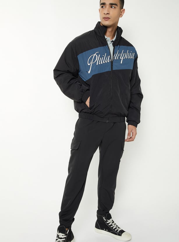 Men Colourblock Bomber Jacket