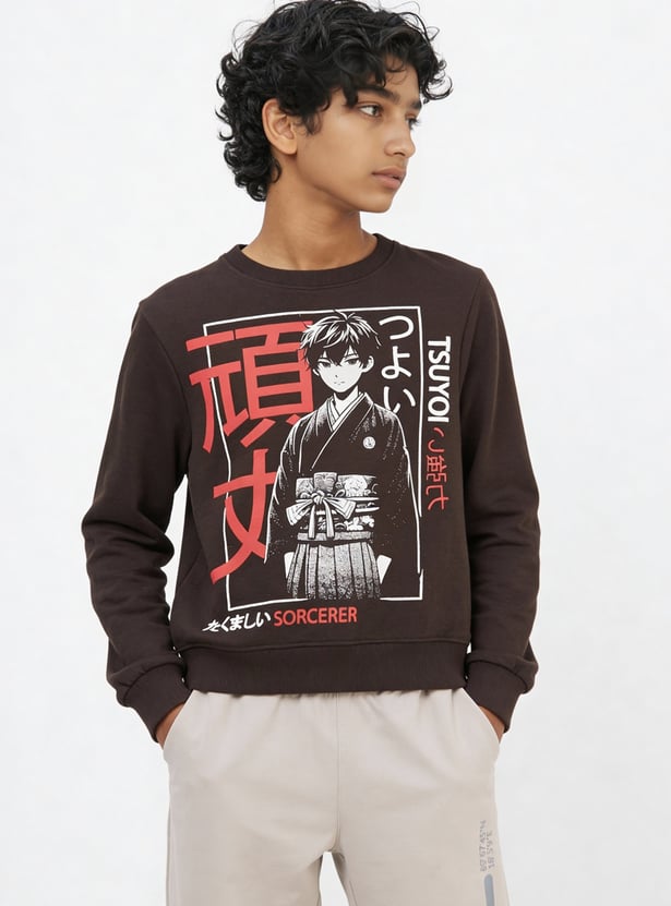 Boys Anime Print Sweatshirt