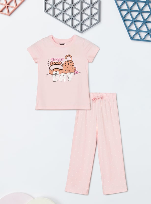 Girls Printed PJ Set