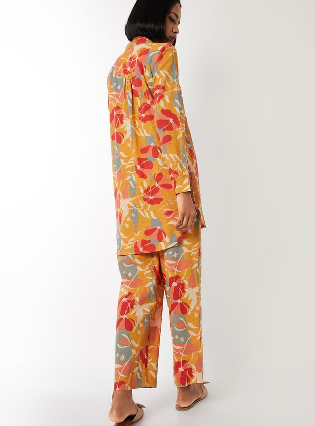 Women Yellow Color Embroidered Co-Ords Set