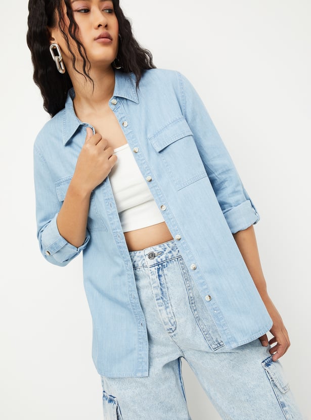 Women Washed Denim Shirt