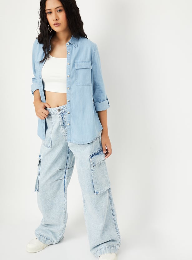 Women Washed Denim Shirt