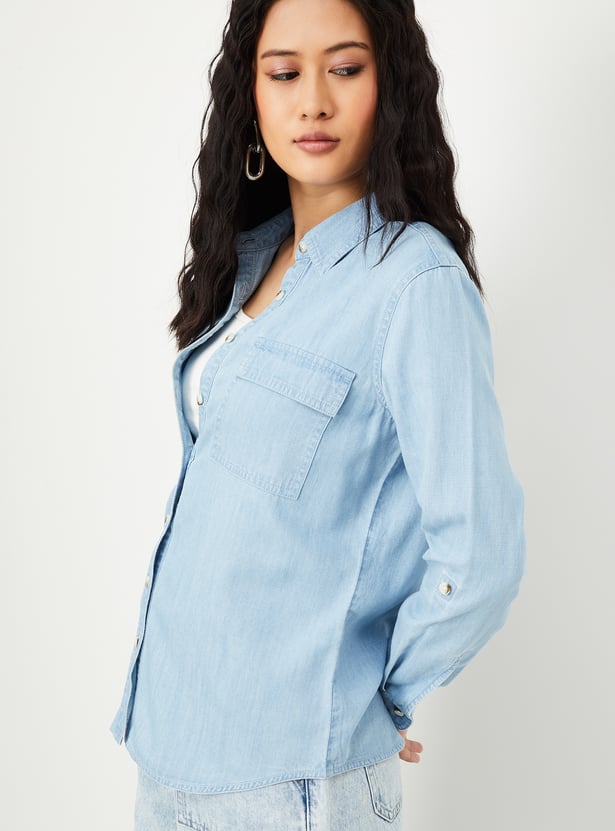 Women Washed Denim Shirt