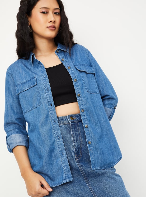 Women Washed Denim Shirt
