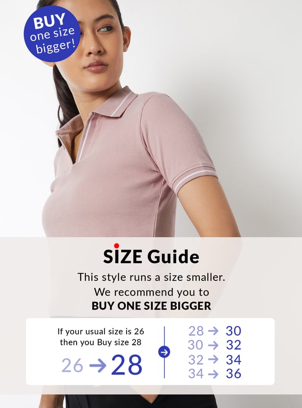 Women Ribbed Sports Polo T-shirt