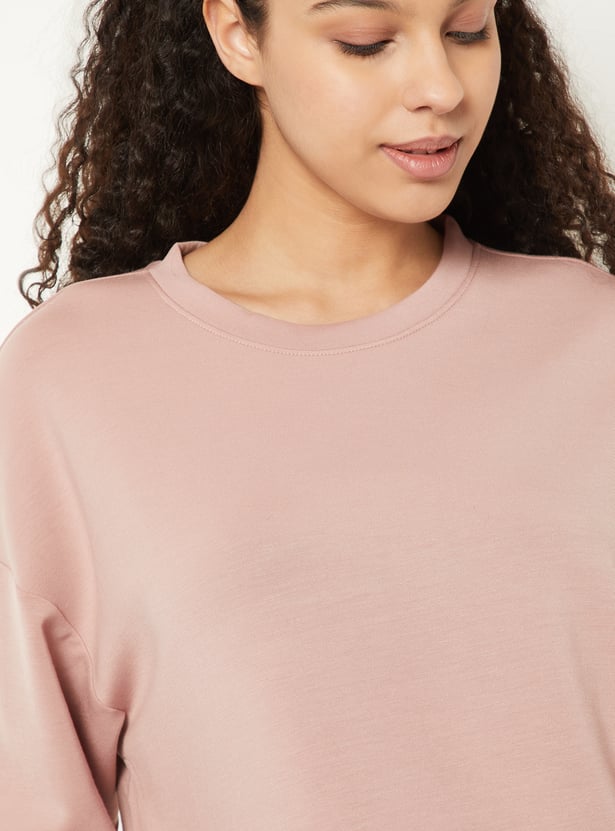 Women Solid Boxy Fit Sports Sweatshirt