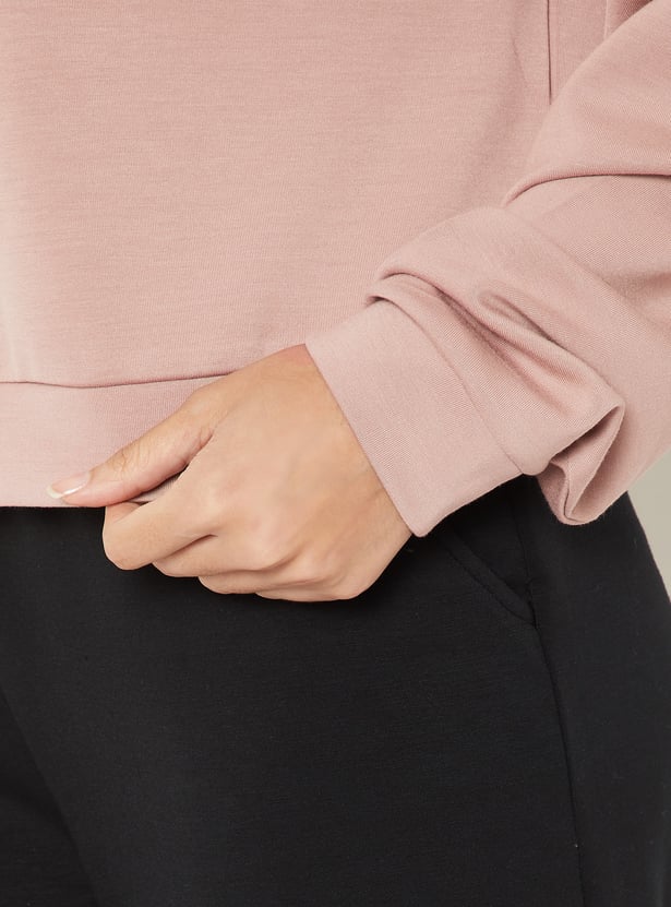 Women Solid Boxy Fit Sports Sweatshirt