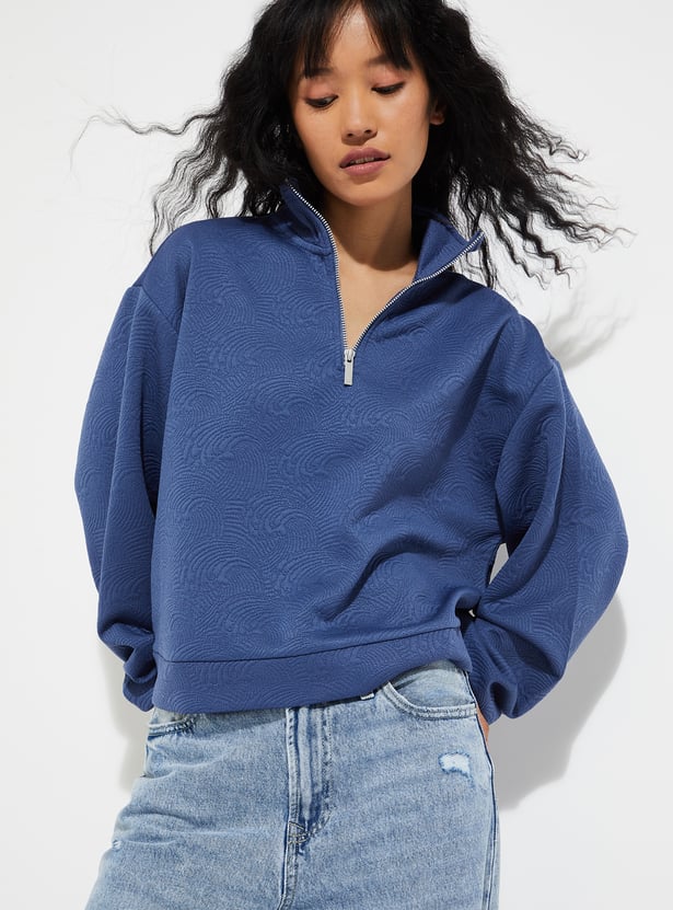 URB_N Women Patterned Boxy Fit Sweatshirt