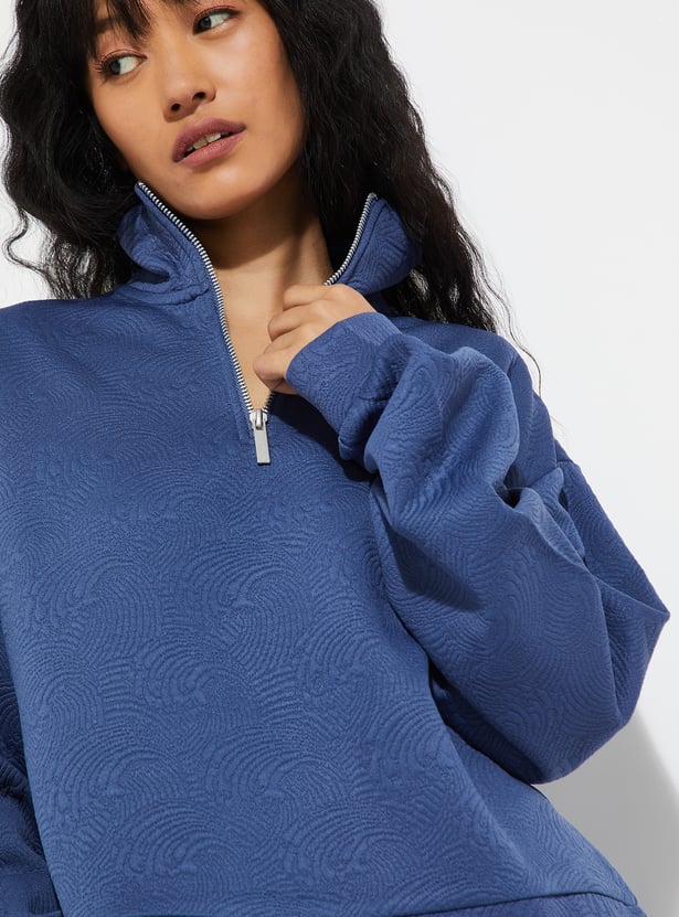 URB_N Women Patterned Boxy Fit Sweatshirt