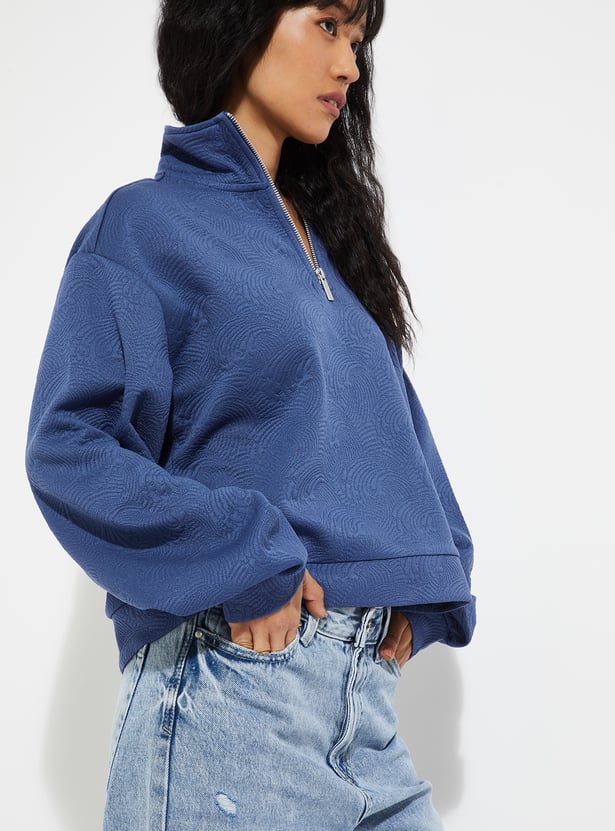 URB_N Women Patterned Boxy Fit Sweatshirt