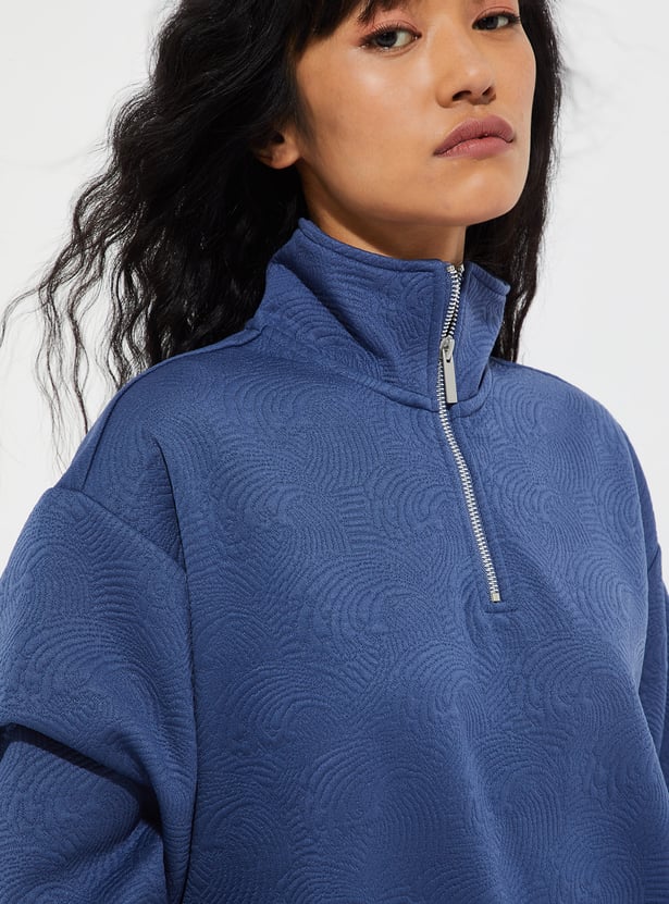 URB_N Women Patterned Boxy Fit Sweatshirt