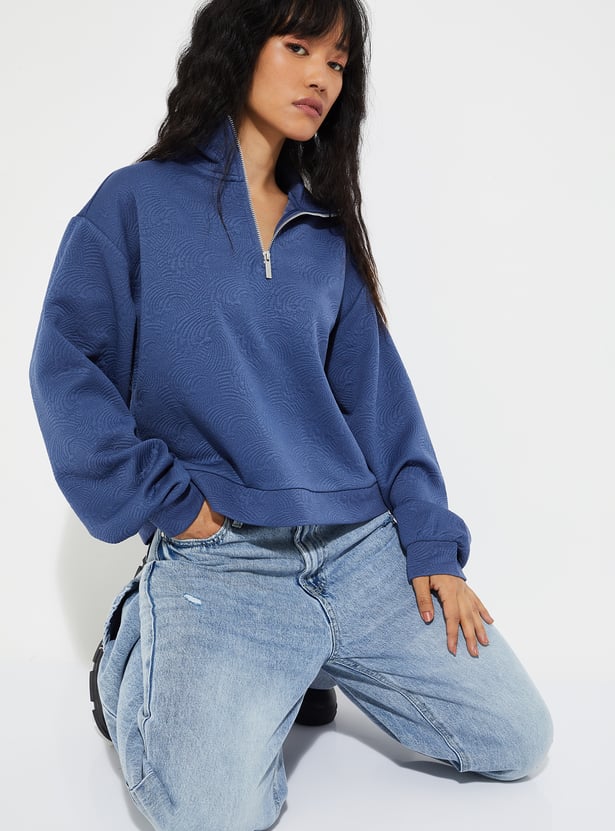 URB_N Women Patterned Boxy Fit Sweatshirt