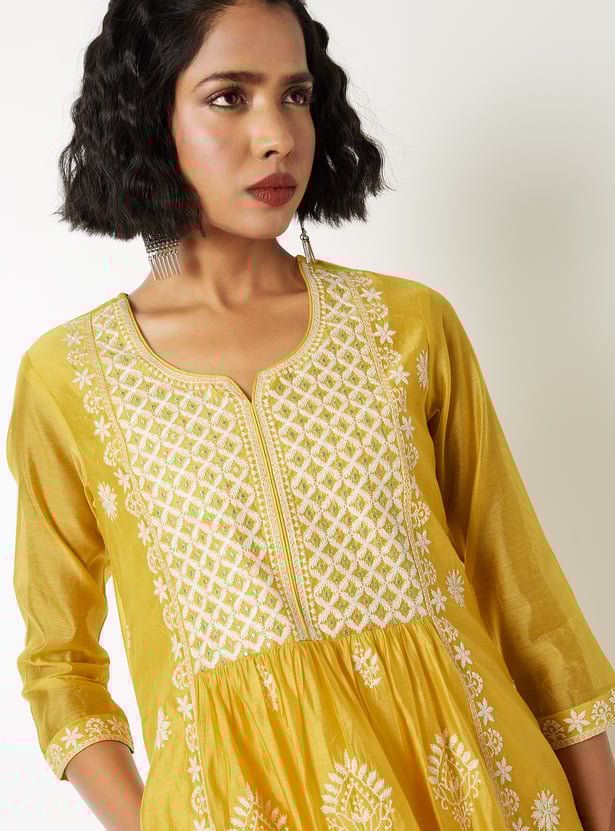 Women Embroidered A-line Kurta Set