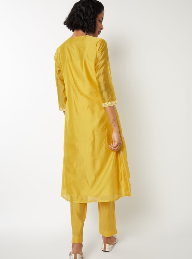 Women Embroidered A-line Kurta Set