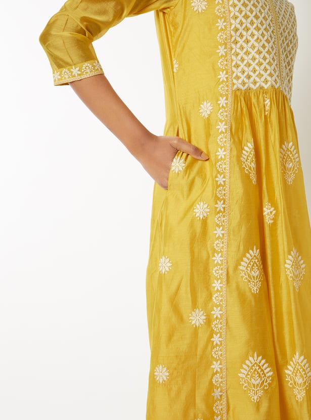 Women Embroidered A-line Kurta Set