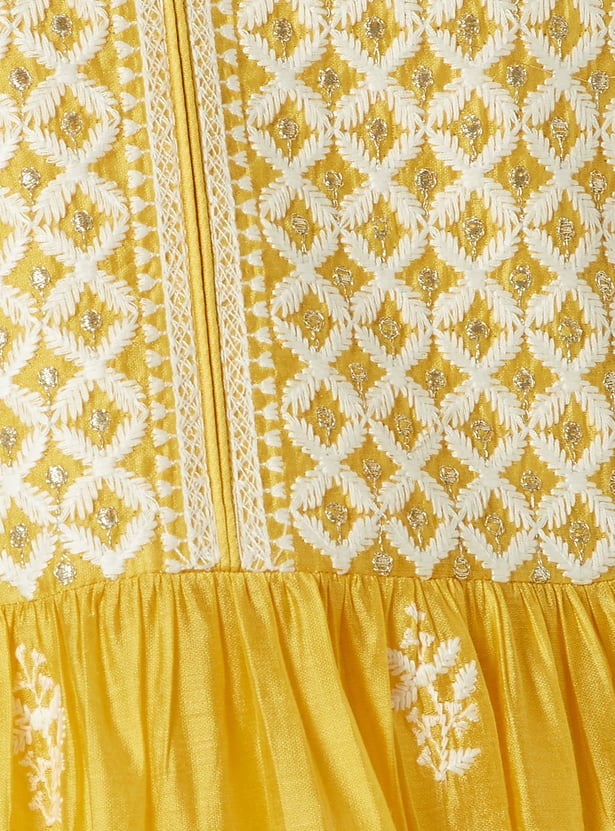 Women Embroidered A-line Kurta Set