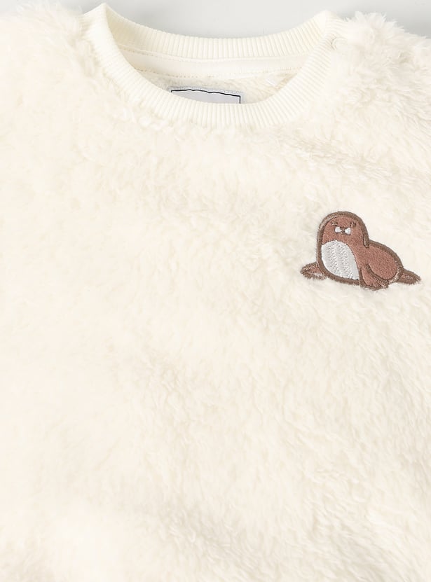 Boys Solid Fuzzy Joggers Set