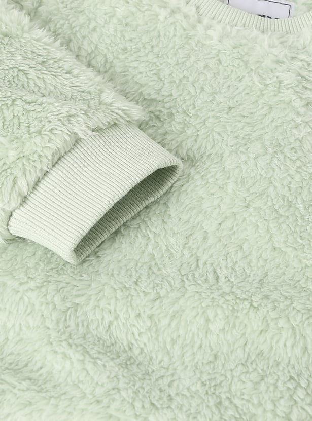 Boys Solid Fuzzy Joggers Set