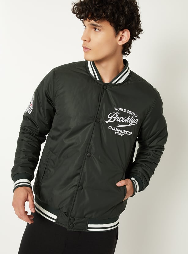 Men Embroidered Varsity Jacket