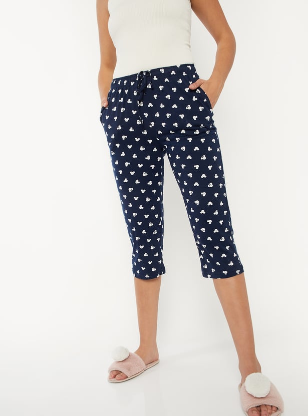 Women Mickey Mouse Print Capris