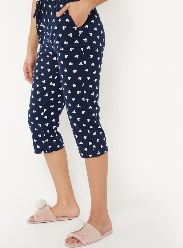Women Mickey Mouse Print Capris