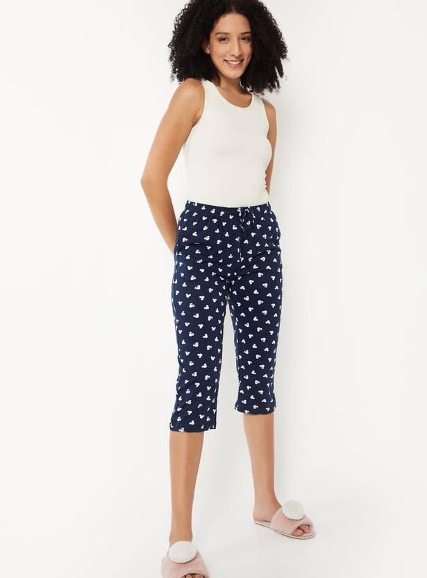 Women Mickey Mouse Print Capris