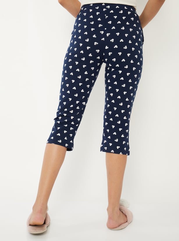 Women Mickey Mouse Print Capris