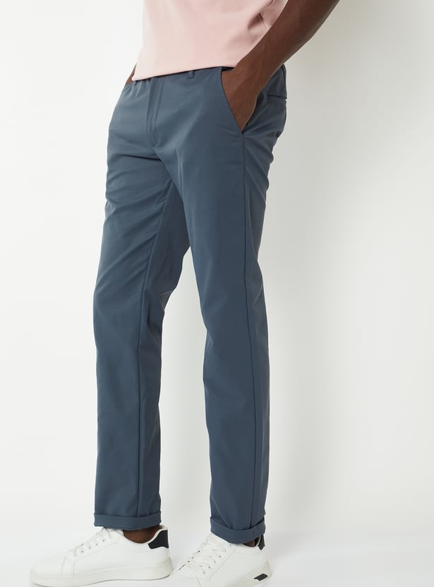 Men Solid Slim Fit Trousers