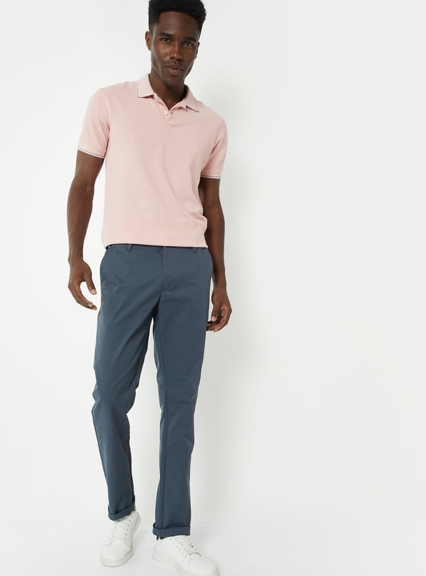 Men Solid Slim Fit Trousers