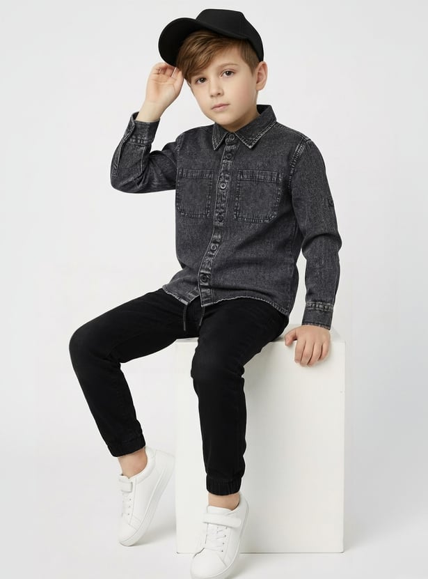 Boys Washed Oversized Denim Shirt