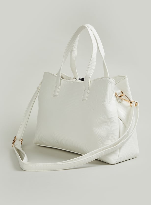 Women Textured Handheld Bag with Scarf Detail