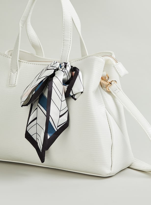 Women Textured Handheld Bag with Scarf Detail