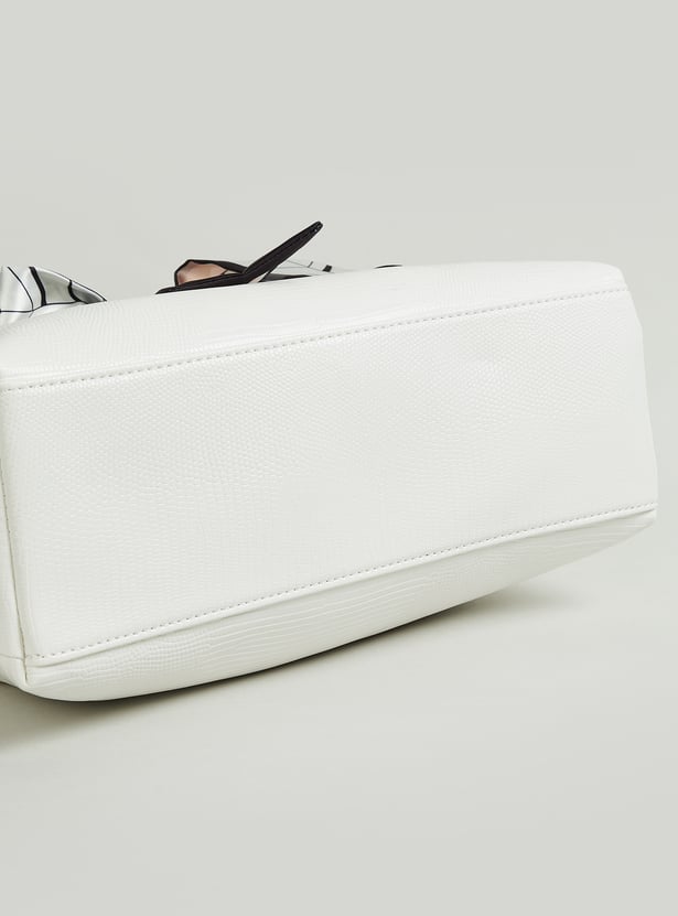 Women Textured Handheld Bag with Scarf Detail