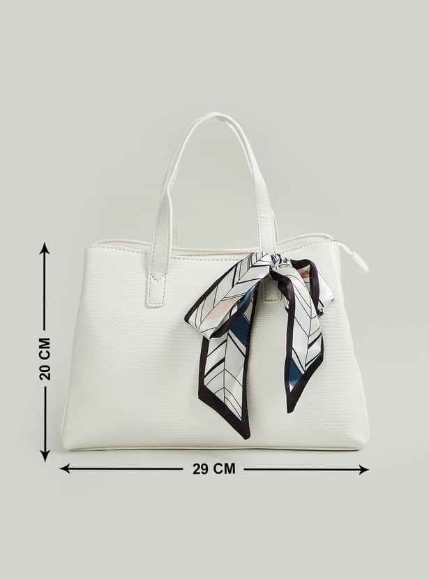 Women Textured Handheld Bag with Scarf Detail