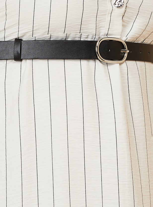 Women Striped Shirt Dress with Belt