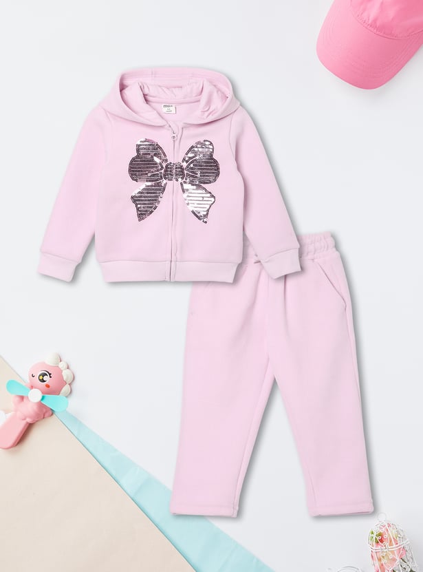 Girls Sequinned Velour Trousers Set