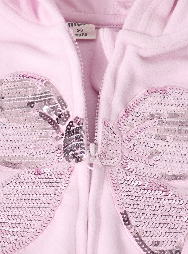 Girls Sequinned Velour Trousers Set