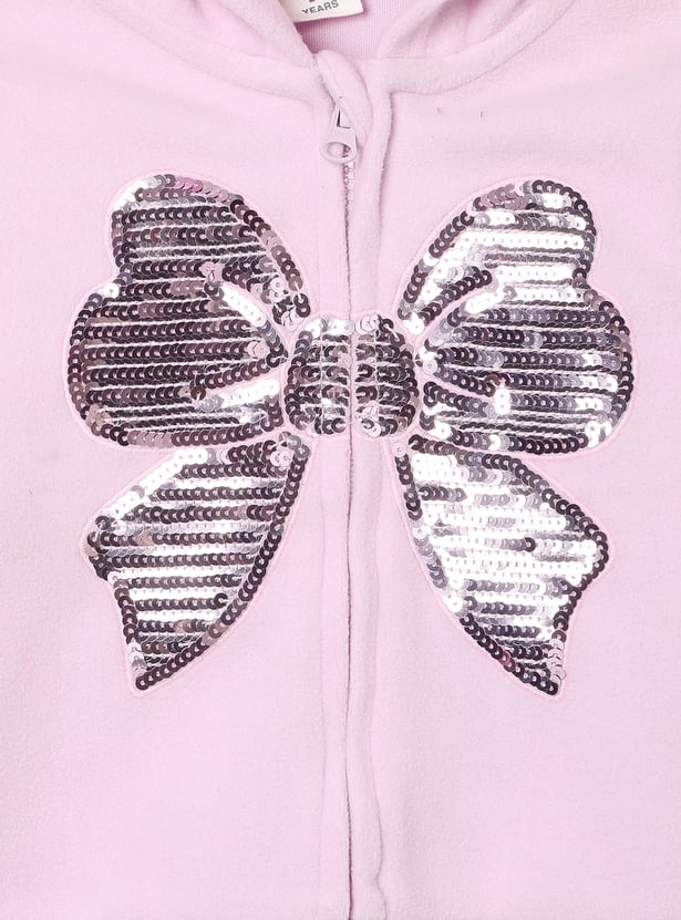 Girls Sequinned Velour Trousers Set