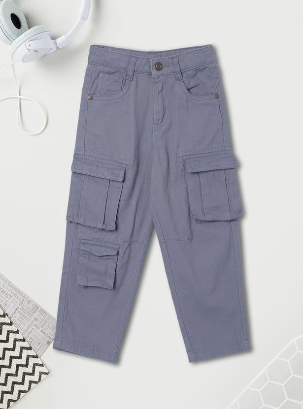 Boys Solid Cargo Trousers