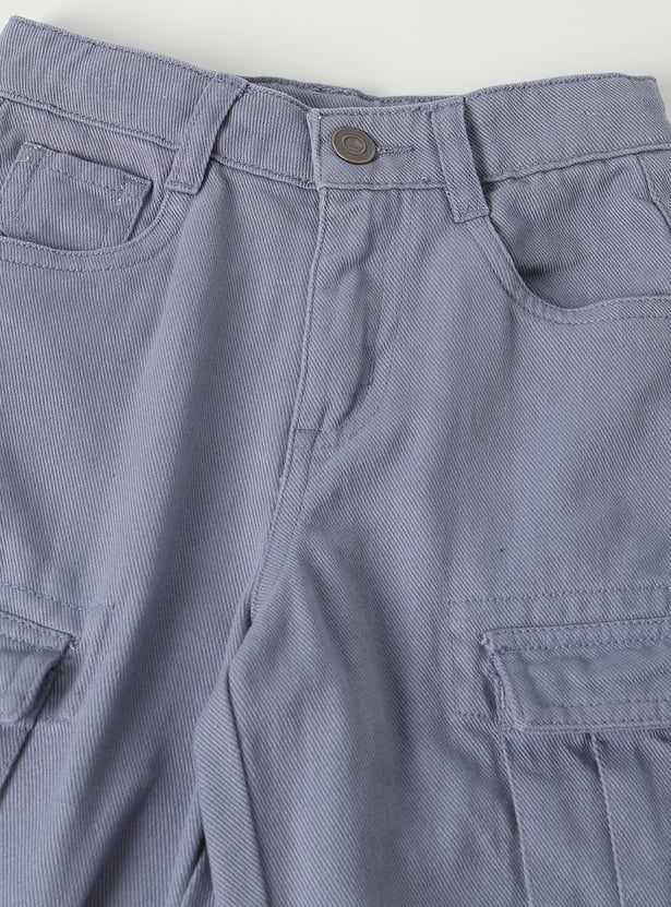 Boys Solid Cargo Trousers