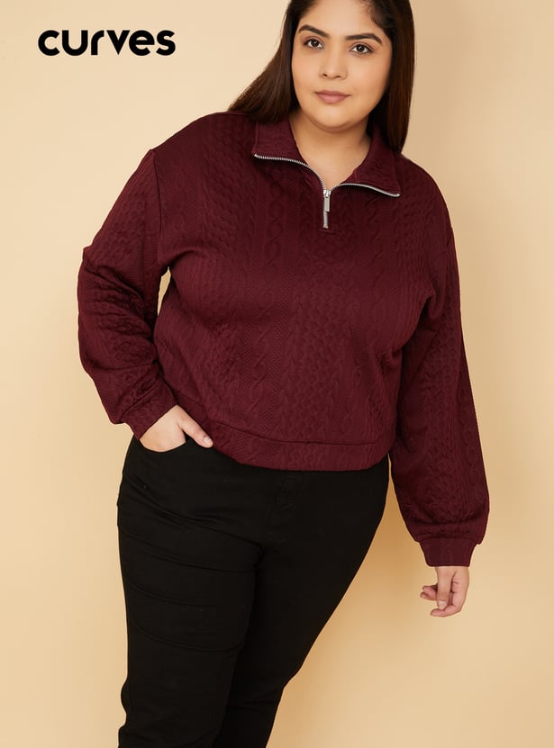 ALAYA F x URB_N Women Knit High Neck Sweatshirt