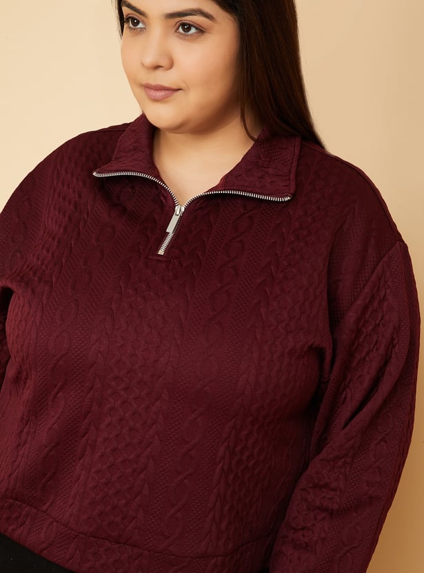 ALAYA F x URB_N Women Knit High Neck Sweatshirt