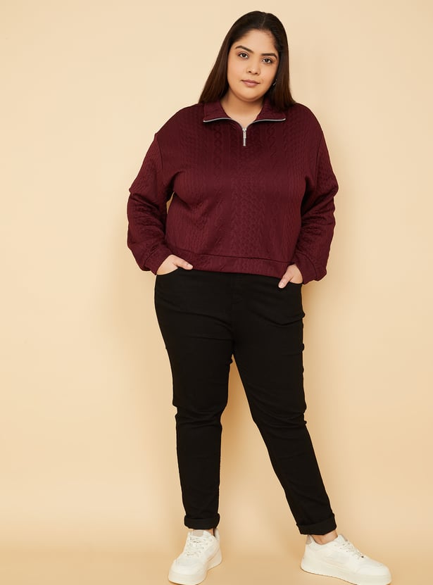 ALAYA F x URB_N Women Knit High Neck Sweatshirt